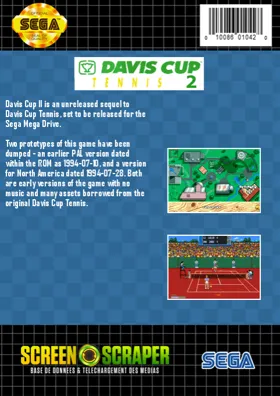 Davis Cup II (USA) (Proto) box cover back